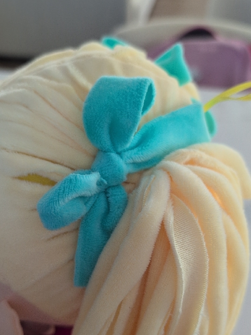 Plush Girl Doll in Turquoise & Pink Dress - Picture 6 of 7